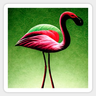 flamingo, green, red, gift, pink Sticker